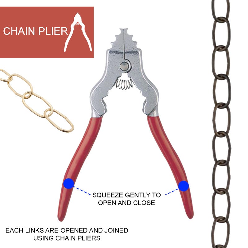 Ciata Chain Pliers, Fixture Spring loaded Chain Plier with Red Vinyl Grip in Silver Finish - Image 4